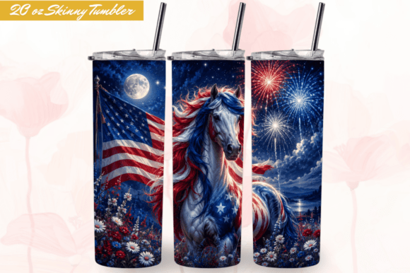 Download Patriotic Horse Sunset USA Tumbler Wraps - Usa tumbler Collection