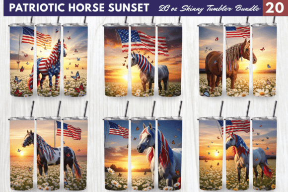 Download Patriotic Horse Sunset USA Tumbler Wrap - Usa tumbler Collection