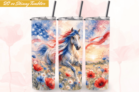 Download Patriotic Horse Sunset USA Tumbler Wraps - Usa tumbler Collection