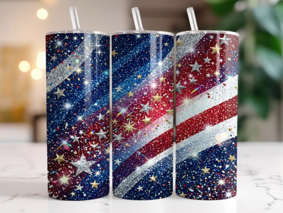 Download Red White Blue Glitter USA Tumbler Wrap - Usa tumbler Collection
