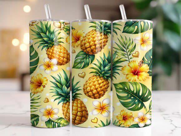Download Pineapple Plumeria Tropical Tumbler Wrap - Premium Resources
