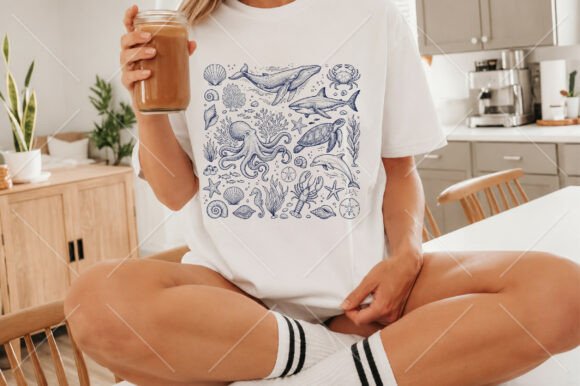 Download Summer Coastal Ocean Life Doodle PNG - Ocean life Collection