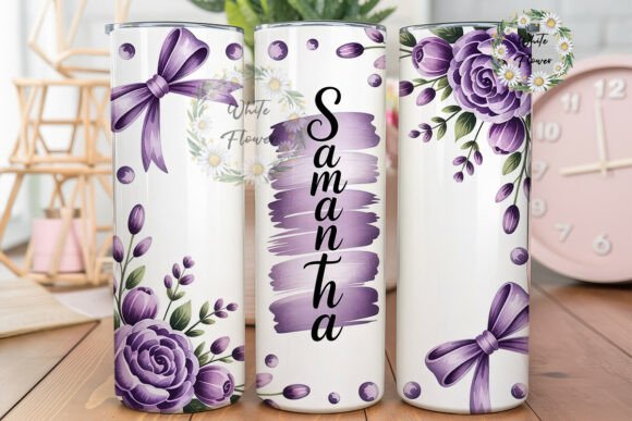 Download Purple Floral Personalized Tumbler Wrap - Personalized tumbler Collection