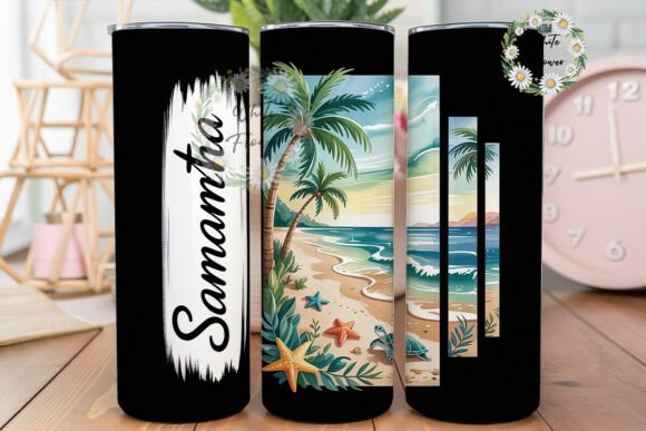 Download Tropical Beach Personalized Tumbler Wrap - Personalized tumbler Collection