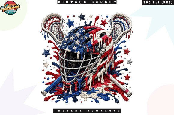 Download Patriotic Paint Drip Lacrosse Helmet PNG - Premium Resources