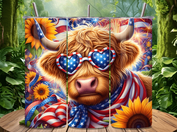 Download Highland Cow Sunflower USA Tumbler Wrap - Usa tumbler Collection