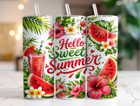 Download Hello Sweet Summer Tropical Tumbler Wrap - Premium Bundle