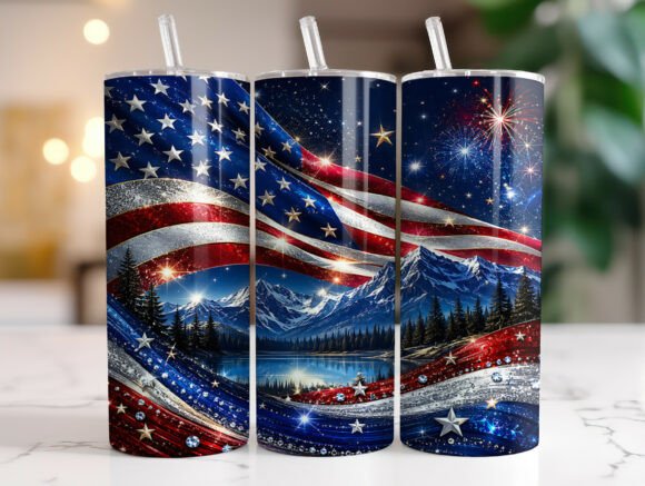 Download American Flag Fireworks Tumbler Wrap PNG - Fireworks tumbler Collection