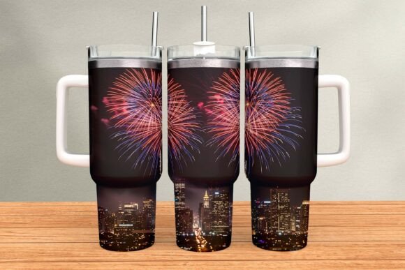 Download Night City Fireworks Tumbler Wrap PNG - Premium Resources