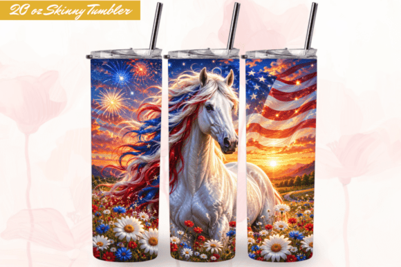 Download Patriotic Horse Sunset USA Tumbler Wraps - Usa tumbler Collection