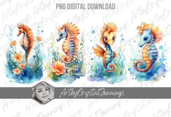 Download Sea Horse Watercolor Ocean Life PNG - Ocean life Collection