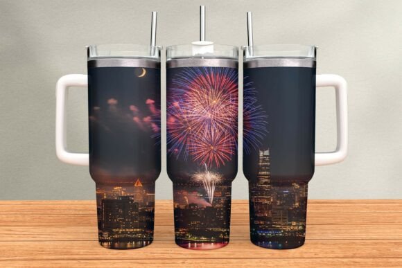Download City Skyline Fireworks Tumbler Wrap - Premium Resources